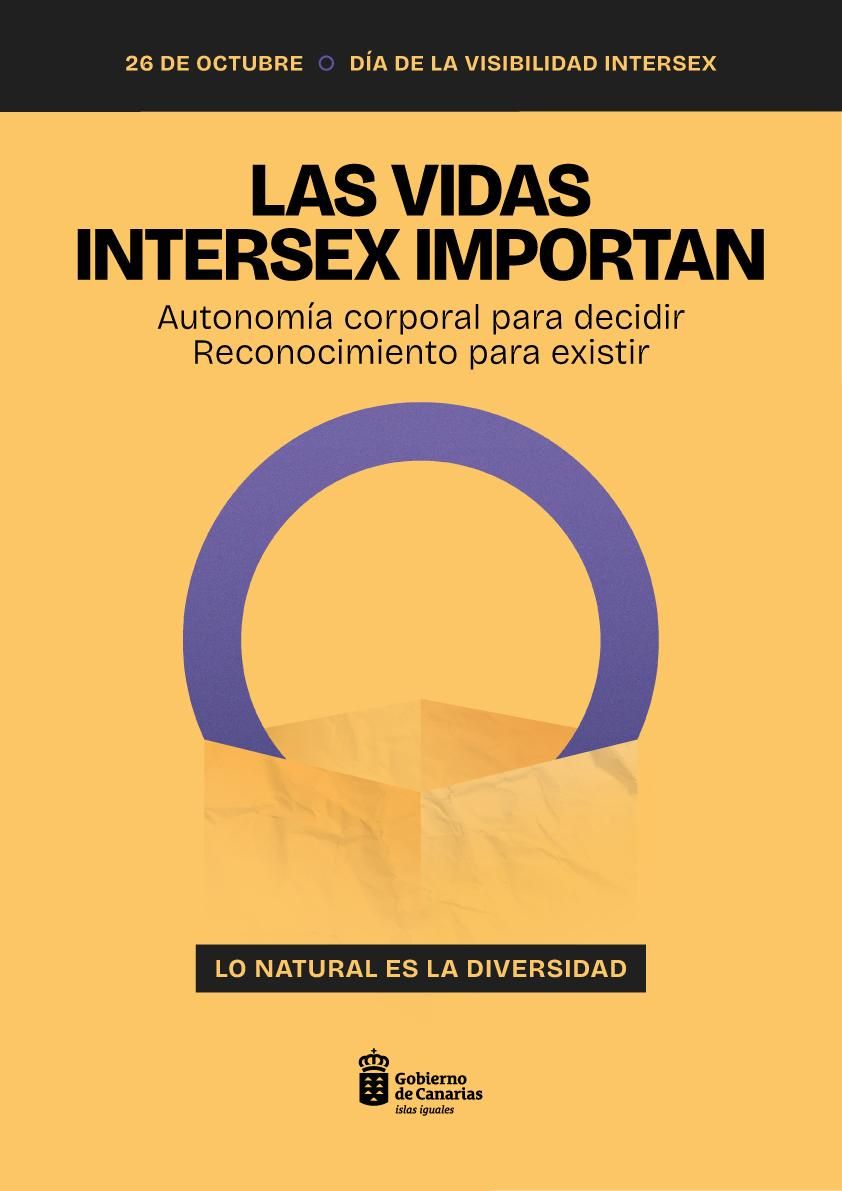 Cartel del Gobierno de Canarias por el Día de la Visibilidad Intersex.