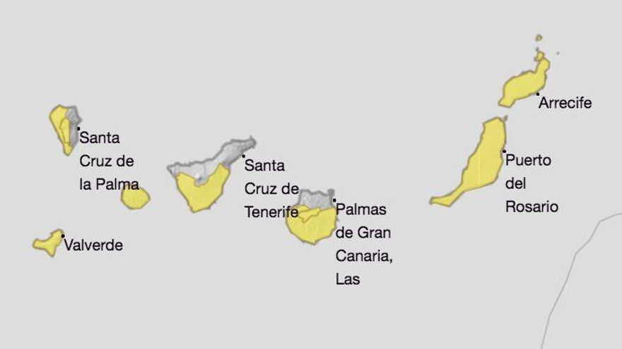 Mapa de la Aemet del aviso de riesgo por  temperaturas máximas para este sábado, 17 de julio.