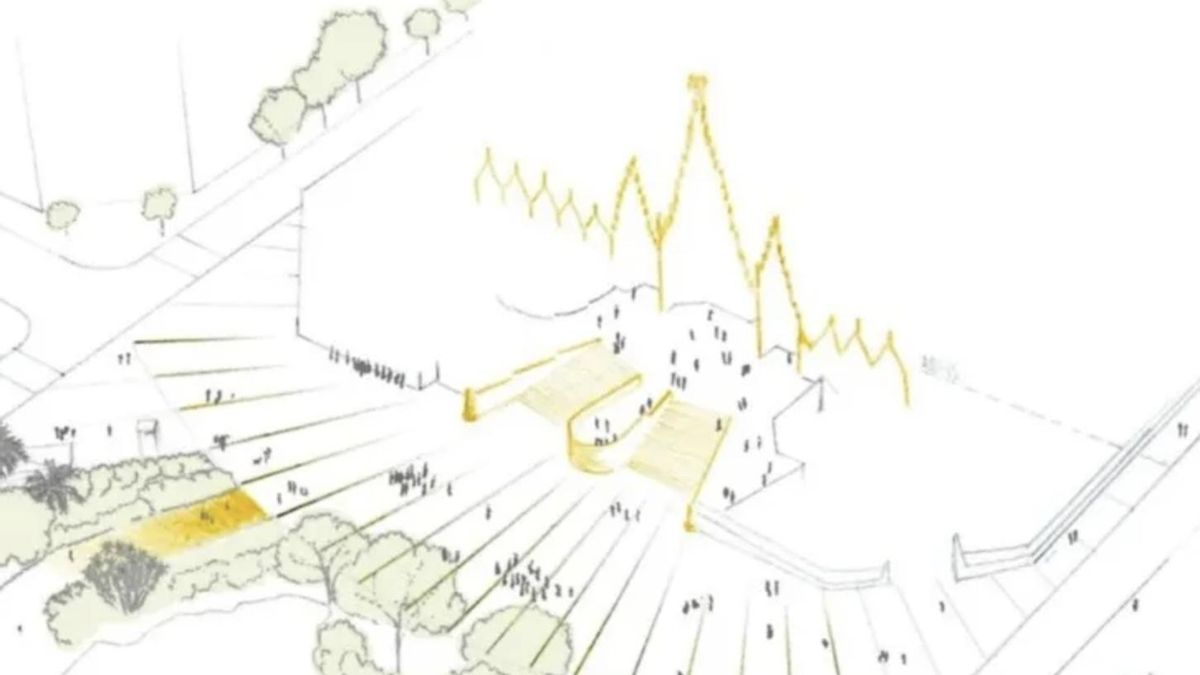 El diseño recupera una idea de los años setenta y desplaza la circulación lejos de la basílica