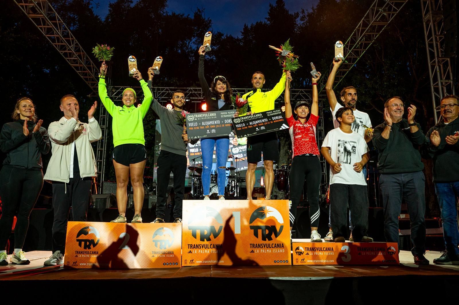 Podio de los mejores palmeros de la ultramaratón de la Transvulcania. TRANSVULCANIA