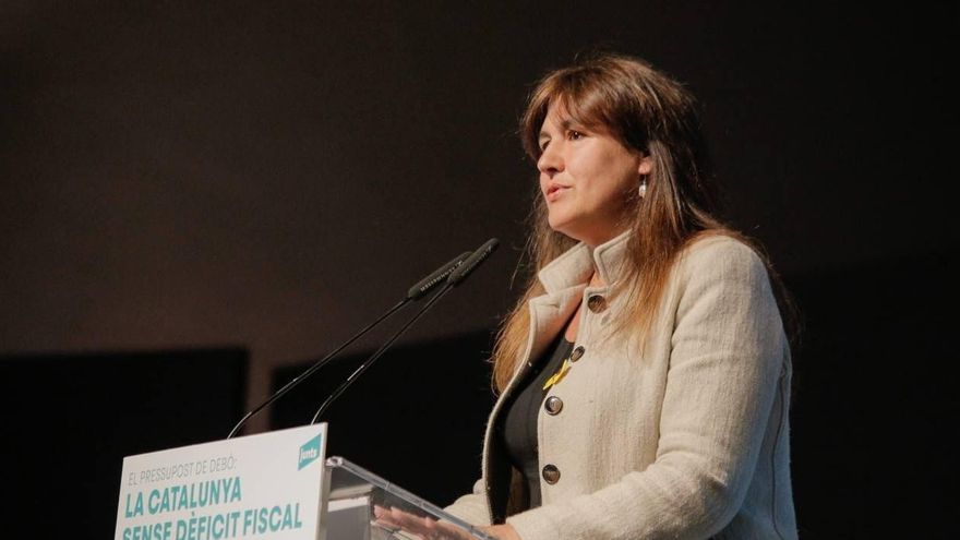 La presidenta del Parlament suspendida, Laura Borràs, en el acto de Junts.