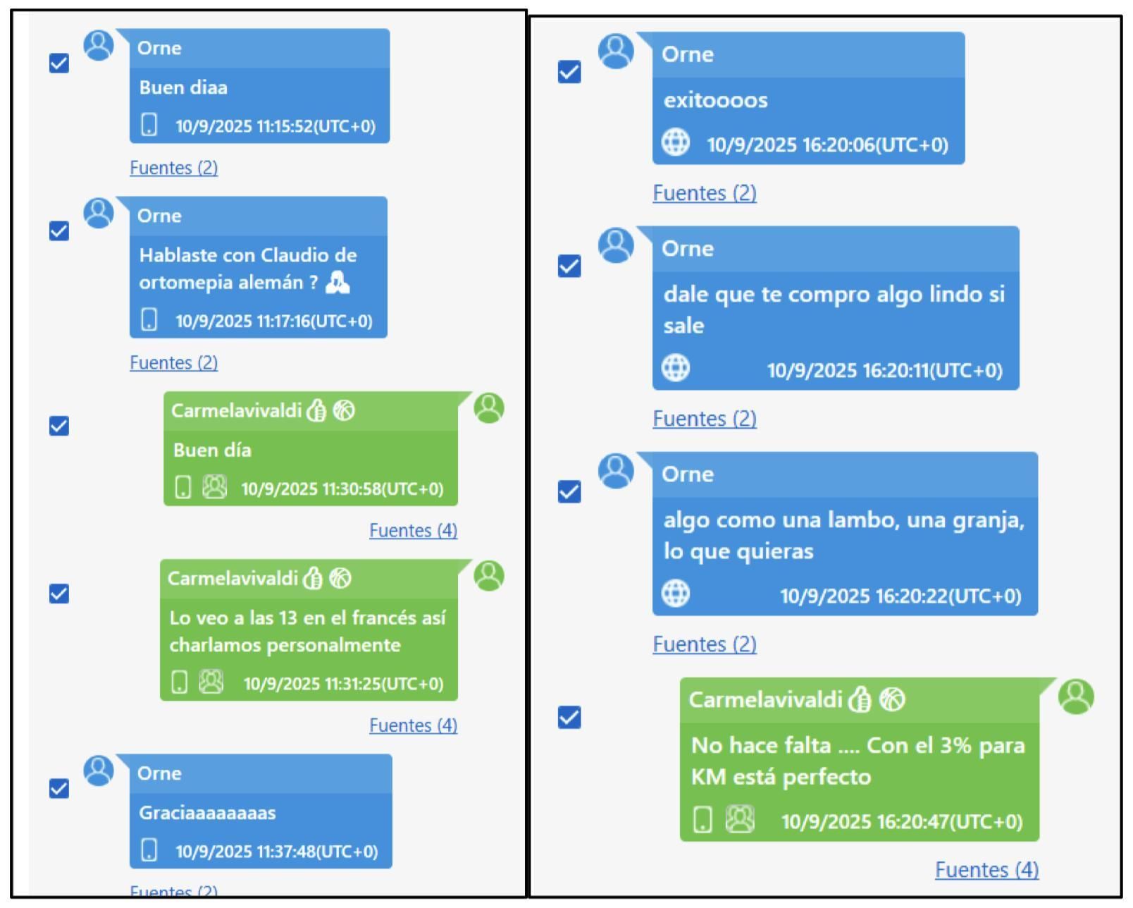 Los chats entre Ornella y Miguel Ángel Calvete