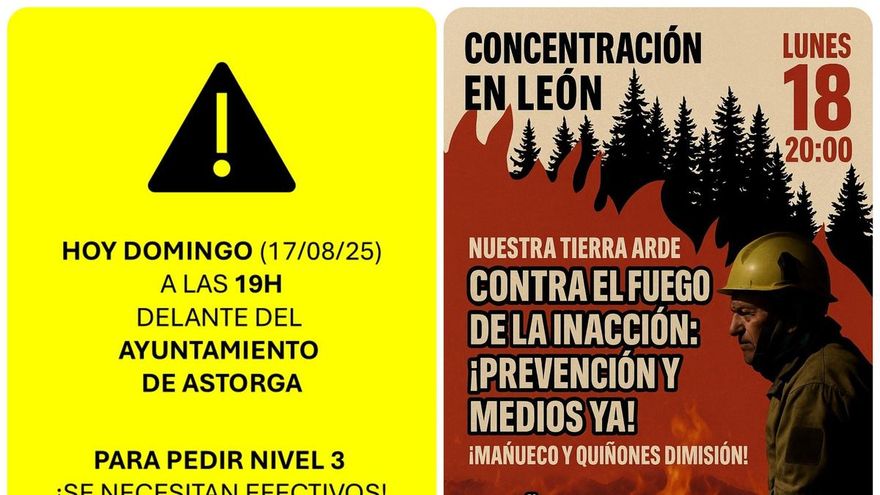 Convocan en Astorga y León concentraciones para exigir emergencia nacional por los incendios forestales