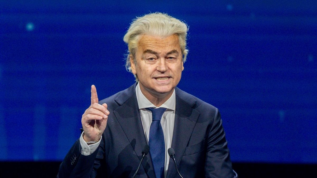 El ultraderechista Geert Wilders en la cumbre Patriots, organizada por Vox en Madrid, el 8 de febrero de 2025.