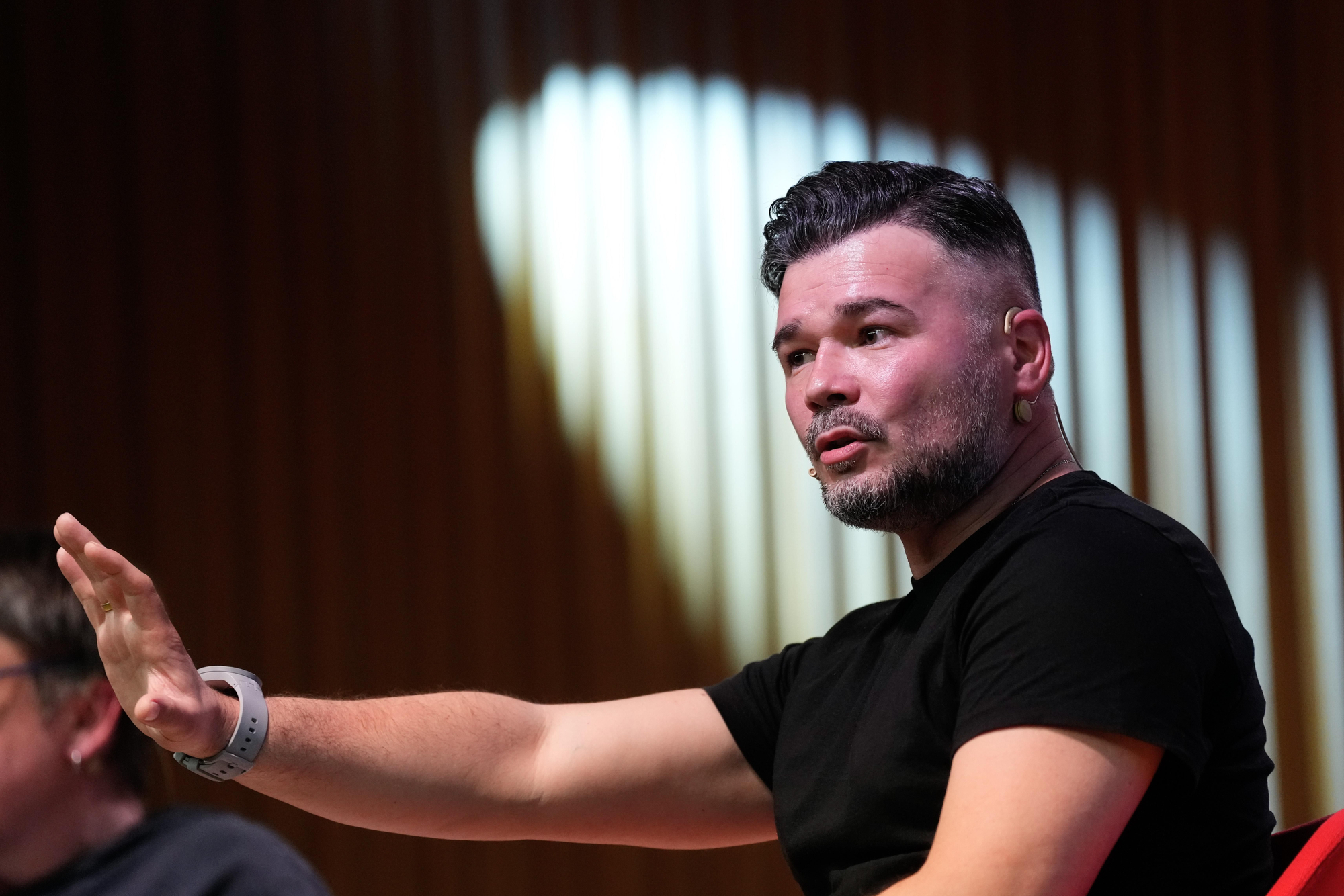 Gabriel Rufián, el jueves en Barcelona en la segunda parada de su gira.