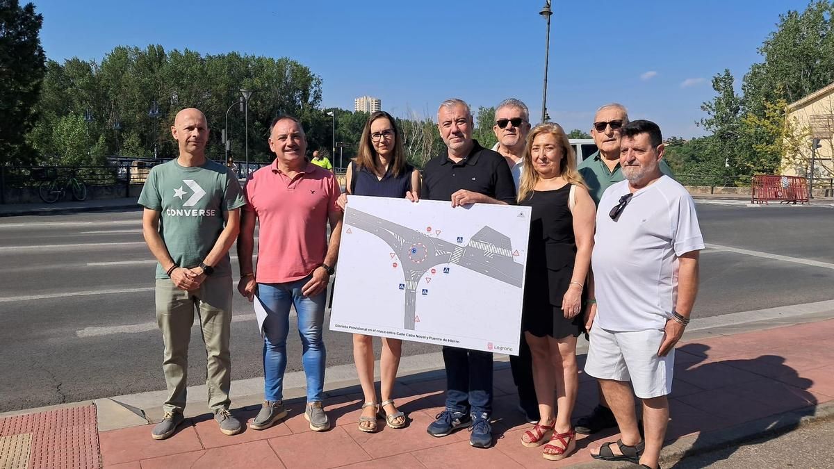 Nueva glorieta "provisional, que podría se definitiva," en el Puente de Hierro de Logroño