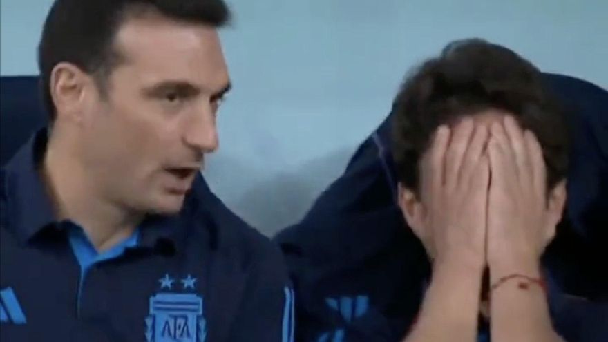 La emoción de Pablo Aimar tras el gol de Messi y los gritos de Scaloni