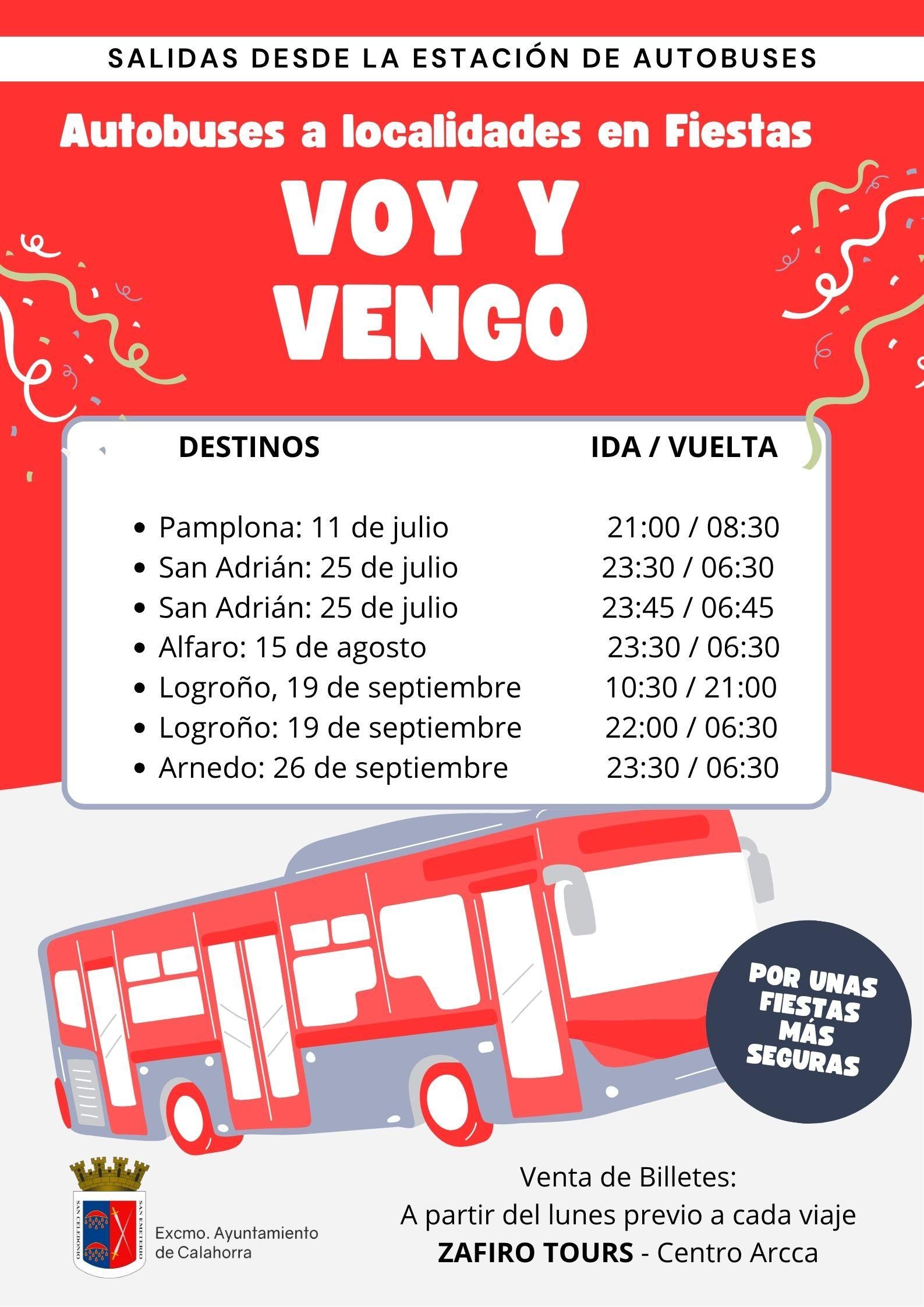 Calendario del autobús Voy y Vengo de Calahorra