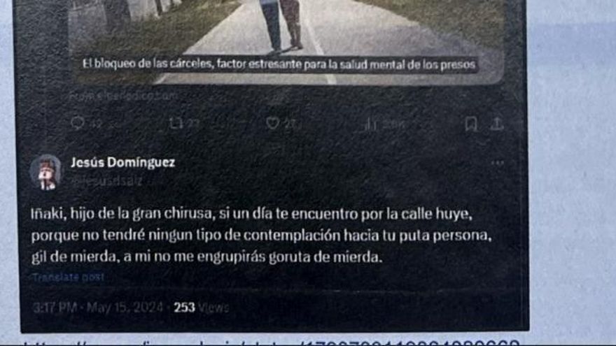 Un funcionario de prisiones, a juicio por amenazar en X a un defensor de los derechos de los internos
