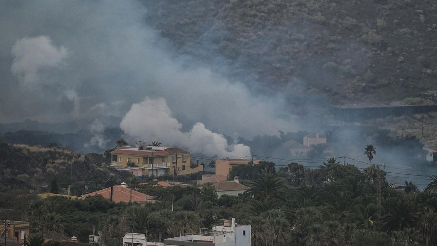 Avance de la lava en el valle de Aridane