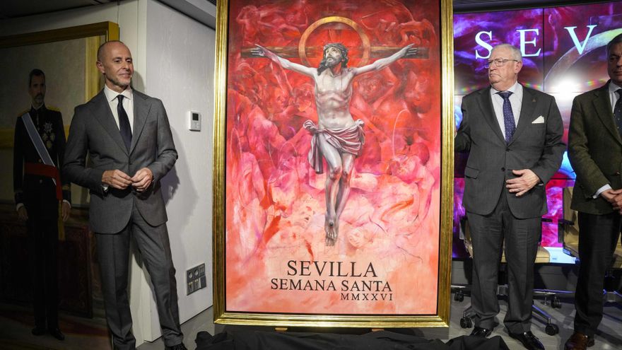 Imágenes de la presentación del Cartel de la Semana Santa de Sevilla 2026 en la Fundación Caja Rural.