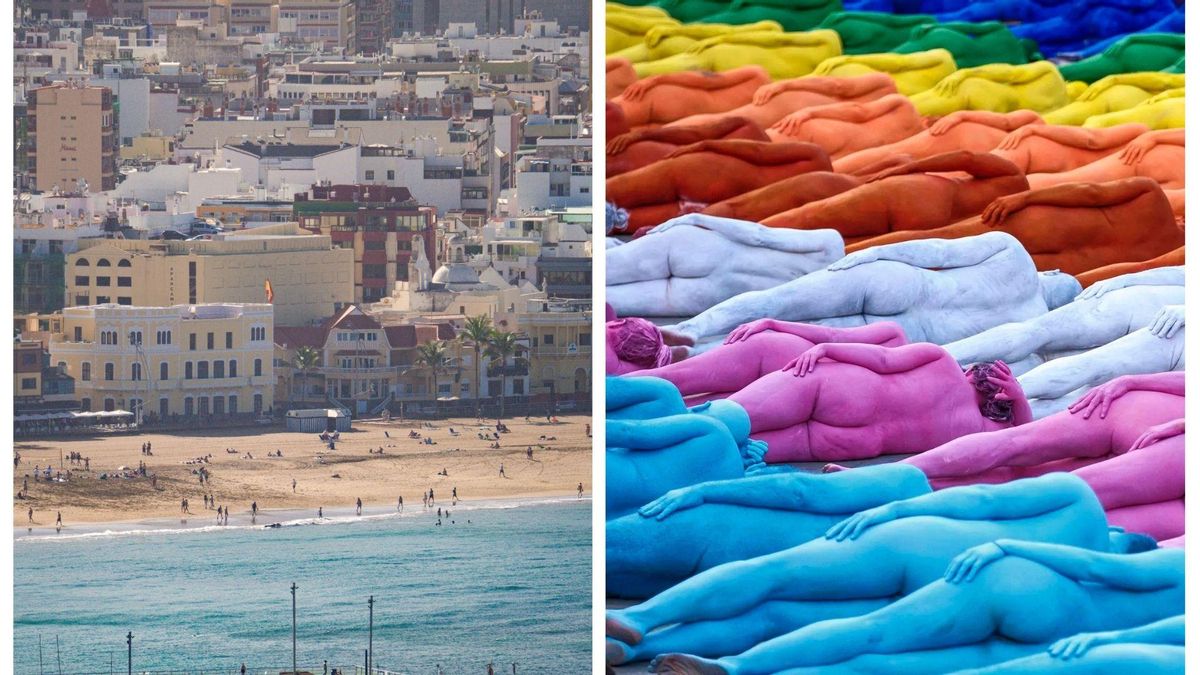 Indignación en Playa Chica: un participante de la obra de Spencer Tunick se quita la pintura en la orilla de Las Canteras
