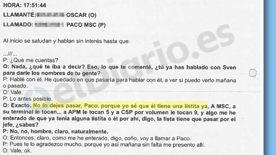 La llamada de un investigado de la 'narcoestiba' al presidente de la empresa de la ampliación del Puerto de València