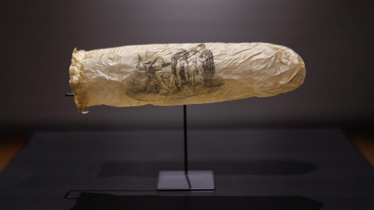 Condón con grabado erótico del Rijksmuseum