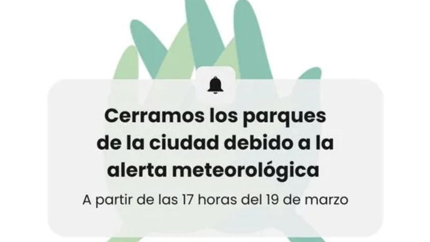 Anuncio del cierre de parques del Ayuntamiento de Las Palmas de Gran Canaria.
