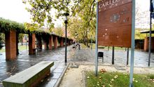 Cartel con el mapa del campus de Getafe de la Universidad Carlos III de Madrid, en Madrid a 22 de noviembre de 2019.