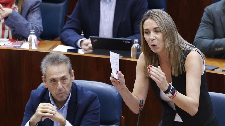 La portavoz del PSOE, Mar Espinar, interviene este jueves en el pleno de la Asamblea regional.