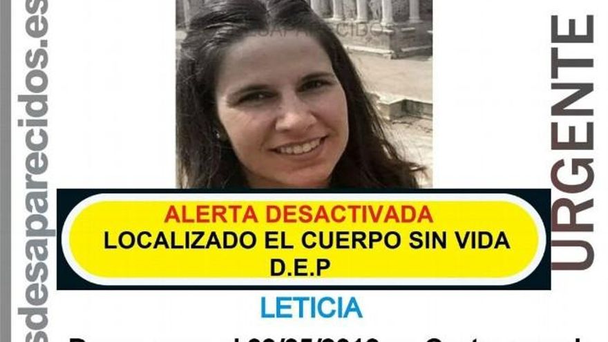 Cartel que pone fin a la búsqueda de Leticia Rosino.