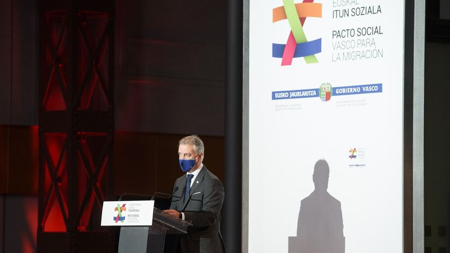 El lehendakari, Iñigo Urkullu, en un acto este sábado en Vitoria