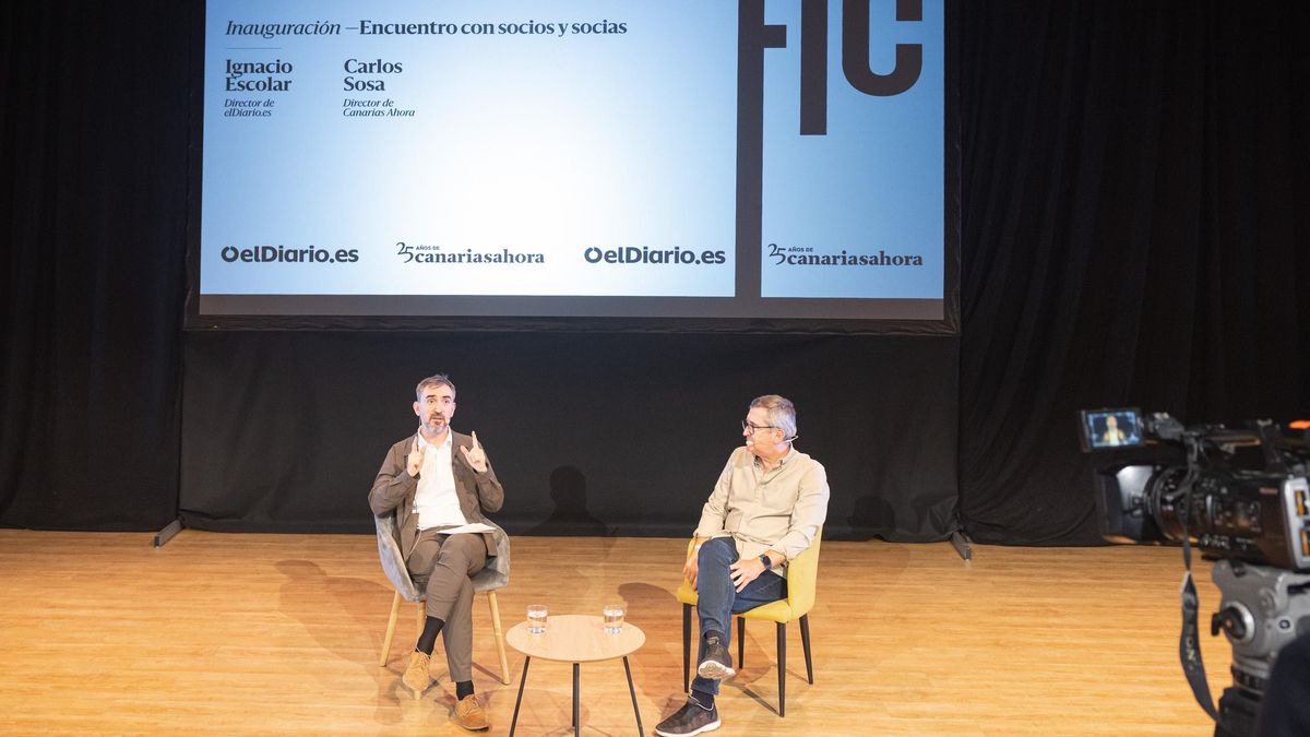 Ignacio Escolar y Carlos Sosa en el encuentro con socios y socias durante el Festival de las Ideas y la Cultura de elDiario.es en junio de 2025