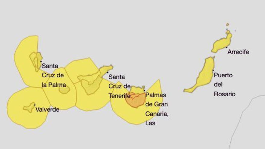 Todas las islas de Canarias comienzan la semana con varios avisos meteorológicos activos