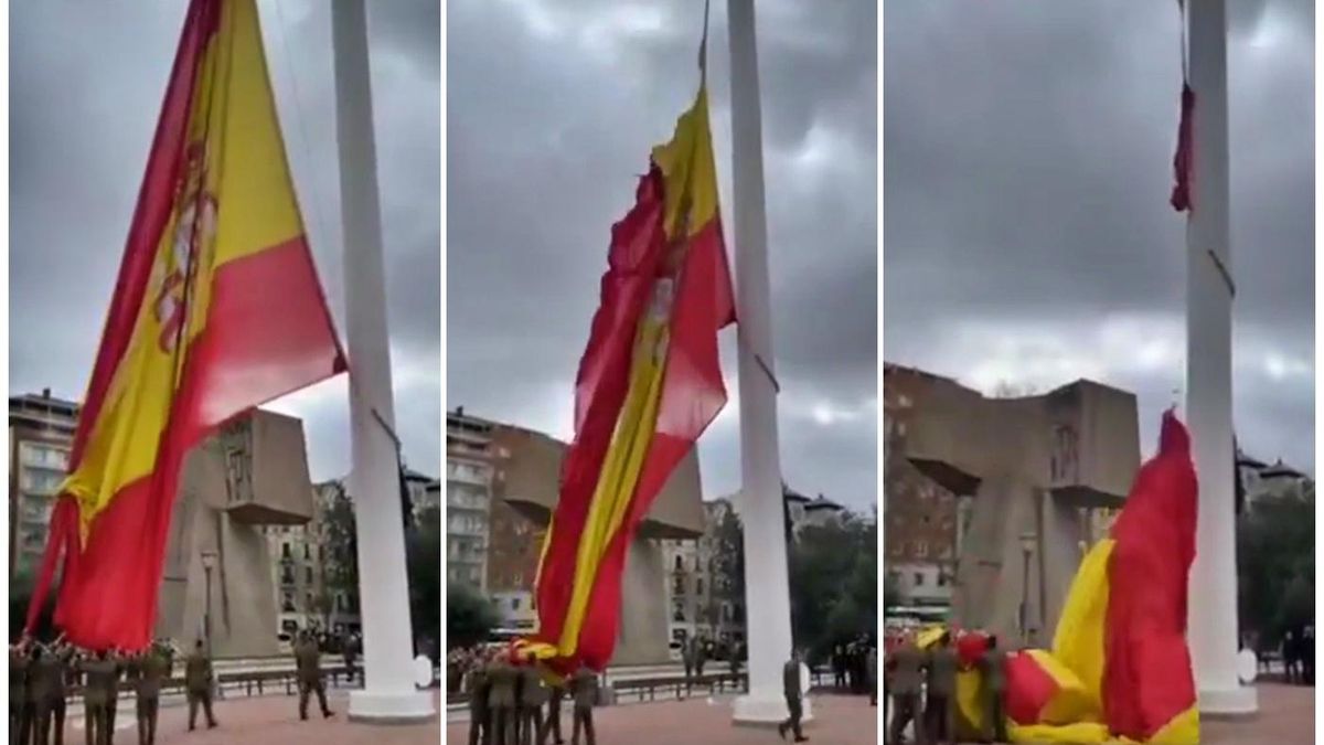 Tercera bandera gigante de Colón que se autodestruye en un mes, esta vez sin llegar a izarse