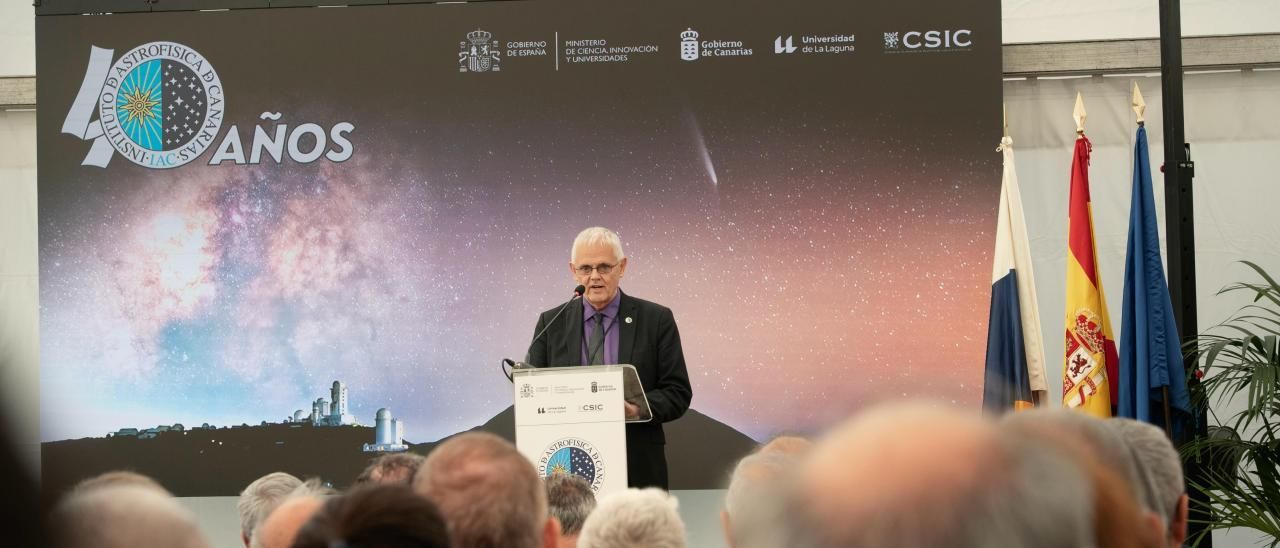 El director del Instituto de Astrofísica de Canarias, durante el acto de conmemoración del 40 Aniversario / IAC