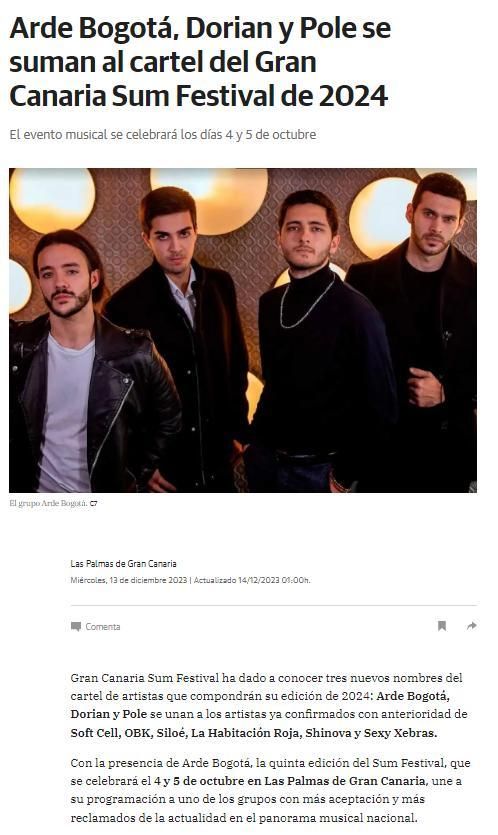 Noticia más destacada sobre el Gran Canaria Sum Festival
