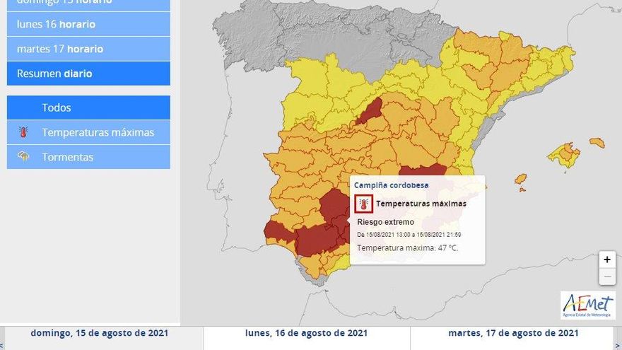 La campiña cordobesa acumula 50 días con avisos por calor este año