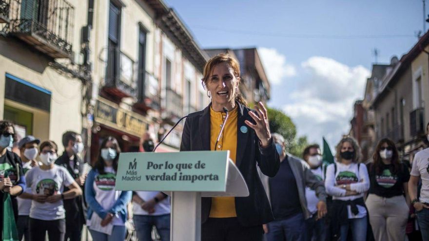 Mónica García (Más Madrid) durante un acto de campaña