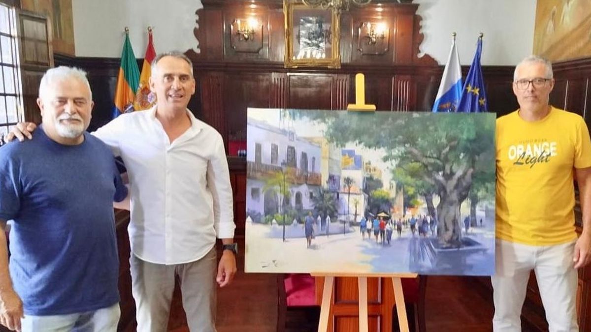 Diego Fernández González Columé dona uno de sus cuadros a Los Llanos de Aridane.