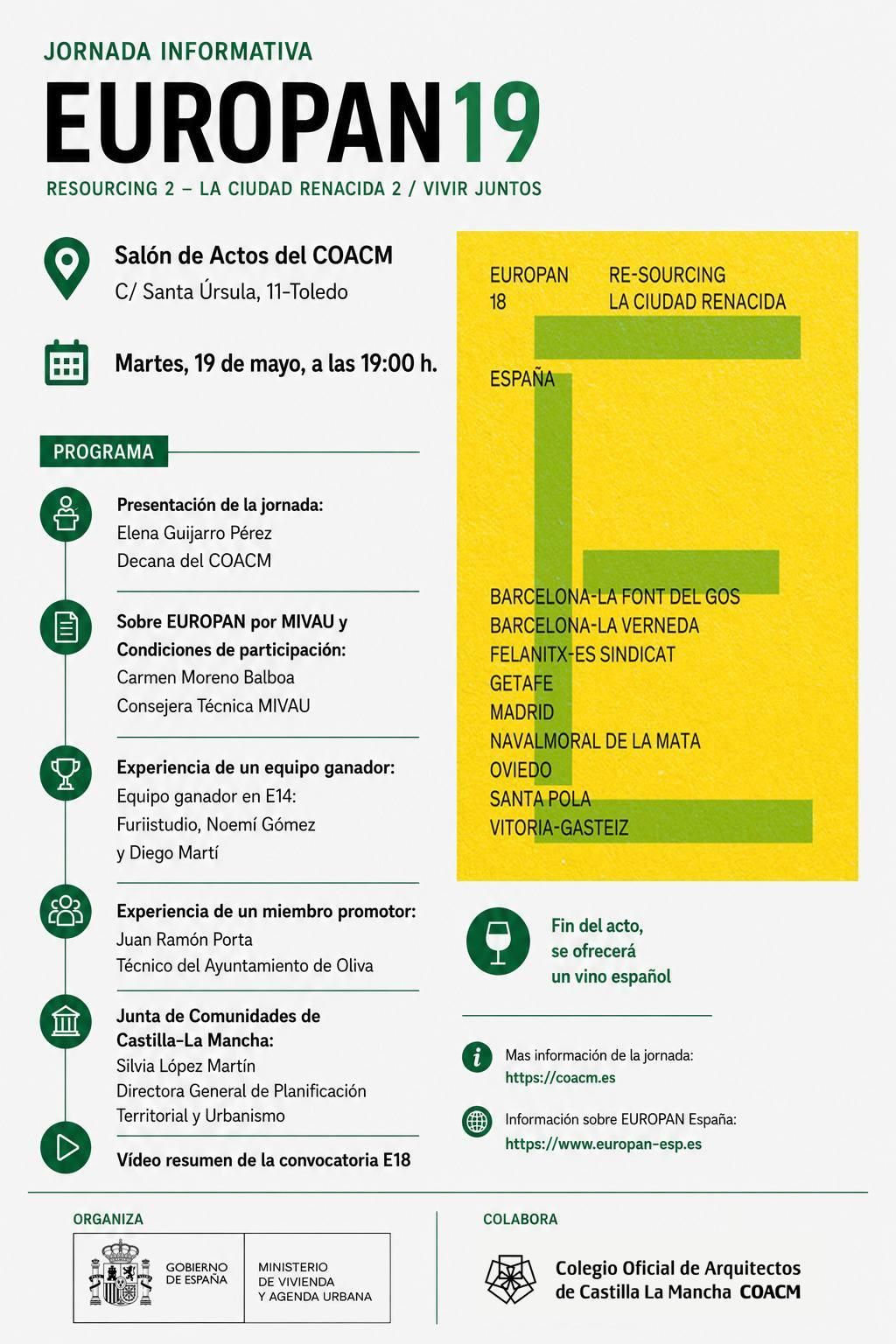 Programa de la jornada informativa EUROPAN 19