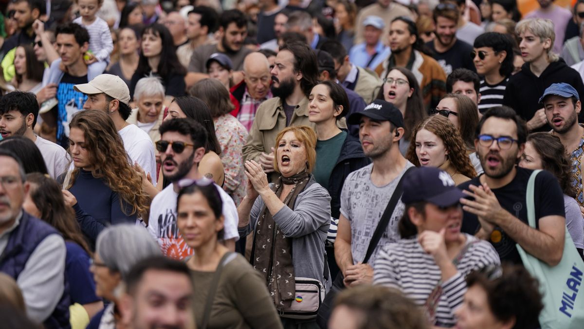 Vista general de la manifestación de este domingo en Madrid