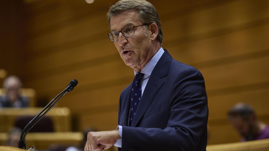 El presidente del Partido Popular, Alberto Núñez Feijóo, interviene durante un debate monográfico sobre la crisis energética y el contexto económico, en el Senado, a 6 de septiembre de 2022, en Madrid (España).