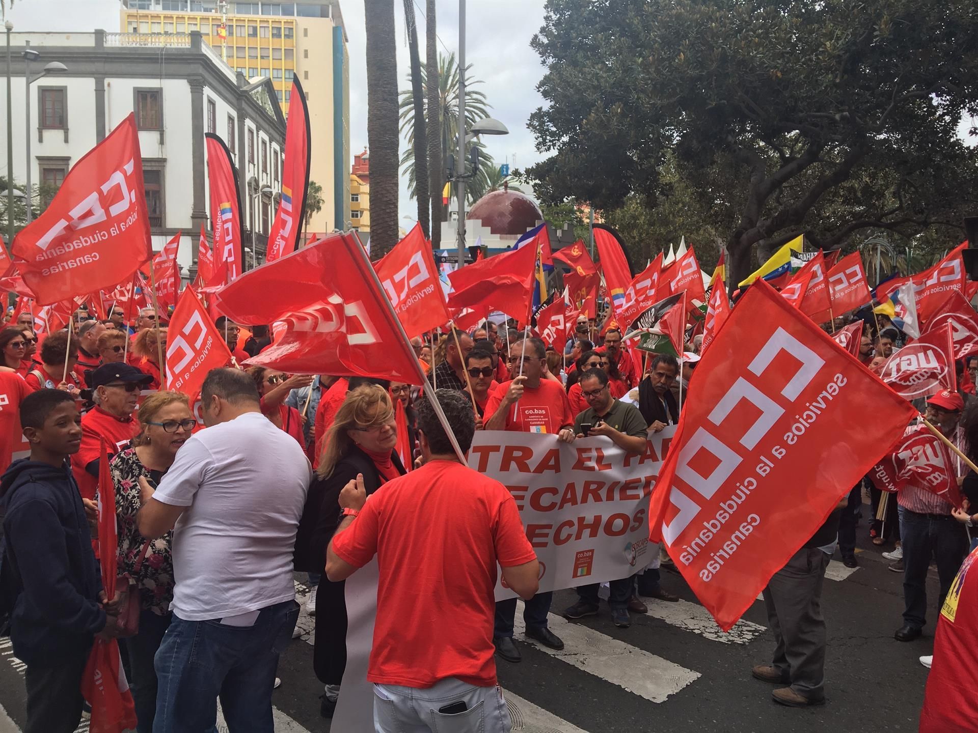 Manifestación del Primero de Mayo en las calles de Las Palmas de Gran Canaria