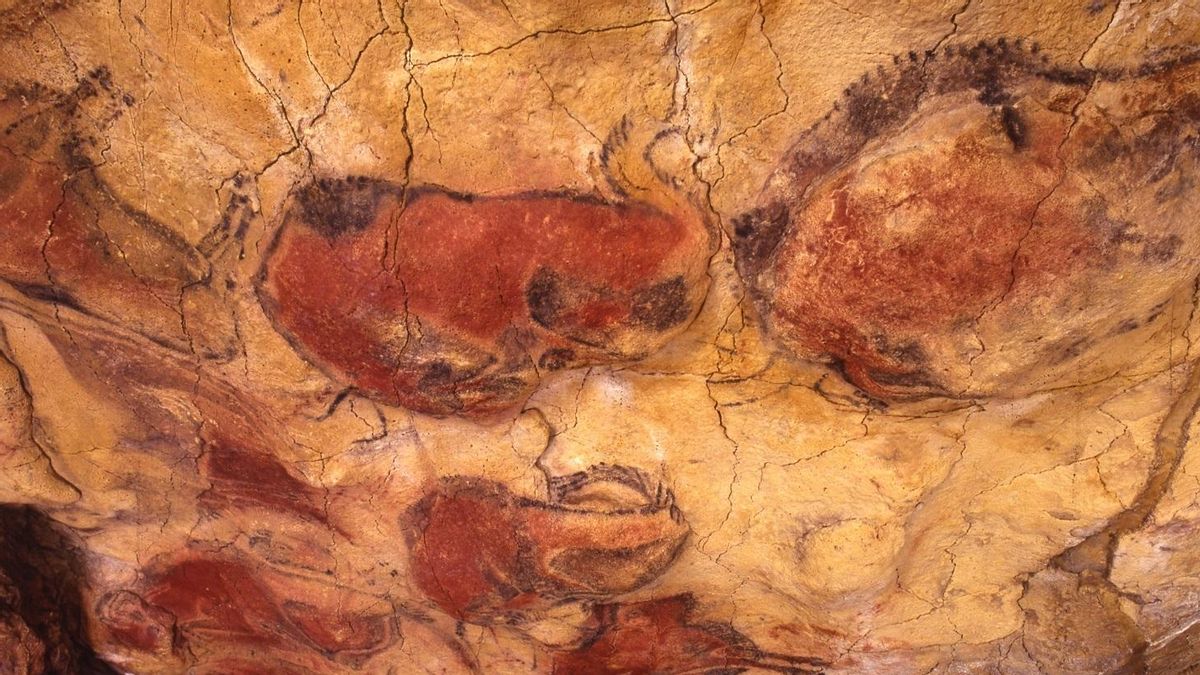 Techo de Polícromos en la cueva de Altamira.