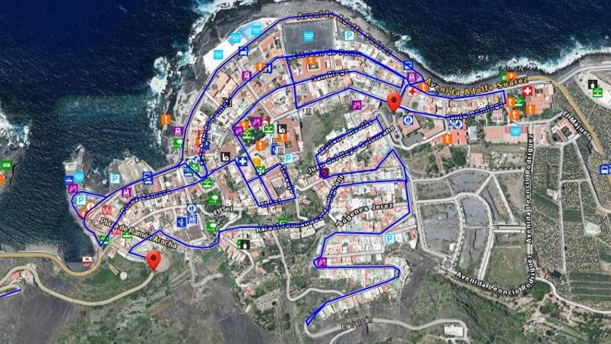 Mapa del recorrido de los Reyes Magos en Garachico