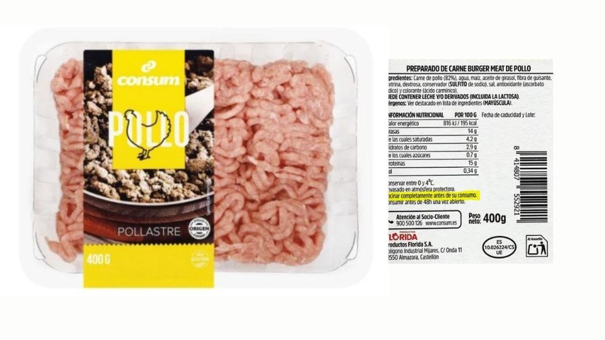 Alerta alimentaria por Salmonella en preparado de carne para hamburguesas de la marca CONSUM
