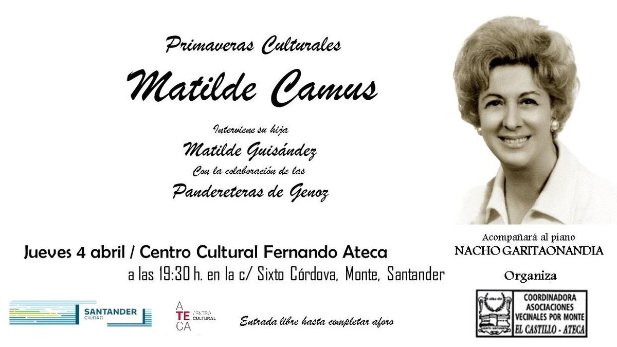Un recital de poesía de Matilde Camus abre las 'Primaveras Culturales' en el centro cultural Fernando Ateca.