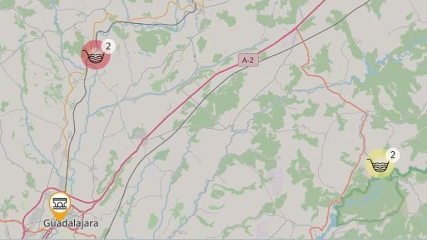 El río Henares llega al umbral rojo en el azud de Humanes, en la provincia de Guadalajara