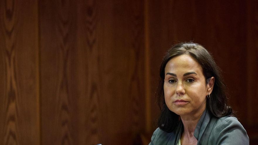 La expresidenta de Adif Isabel Pardo de Vera Posada durante su intervención ante la comisión de investigación del 'caso Koldo' en el Senado.