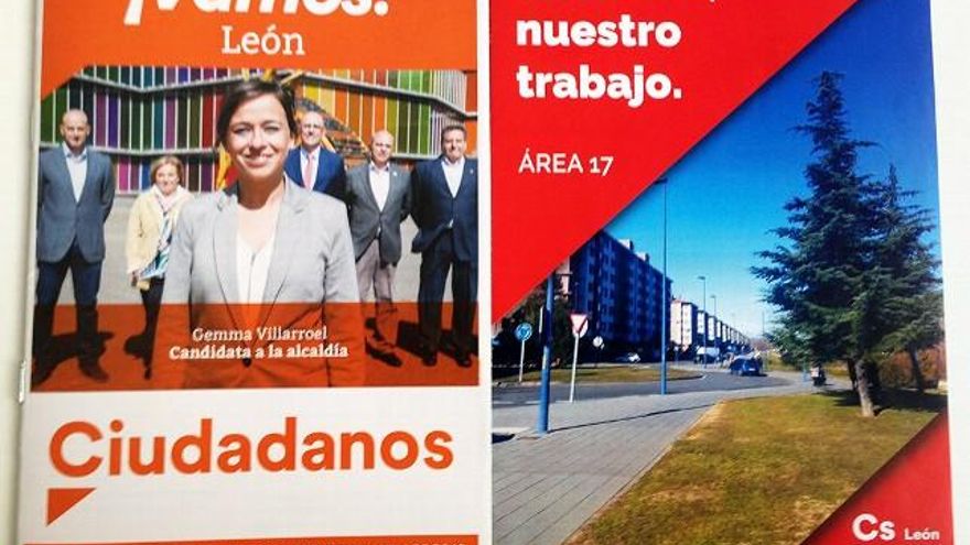 El 'epic fail' ("fallo épico") de los folletos electorales de Ciudadanos; uno tiene el color del PSOE.