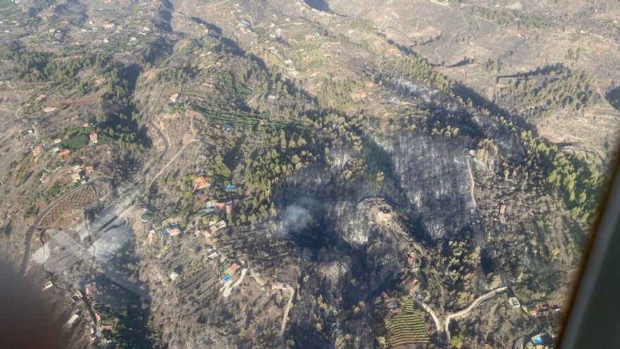 Vista aérea de la zona afectada por el incendio de Tijarafe.