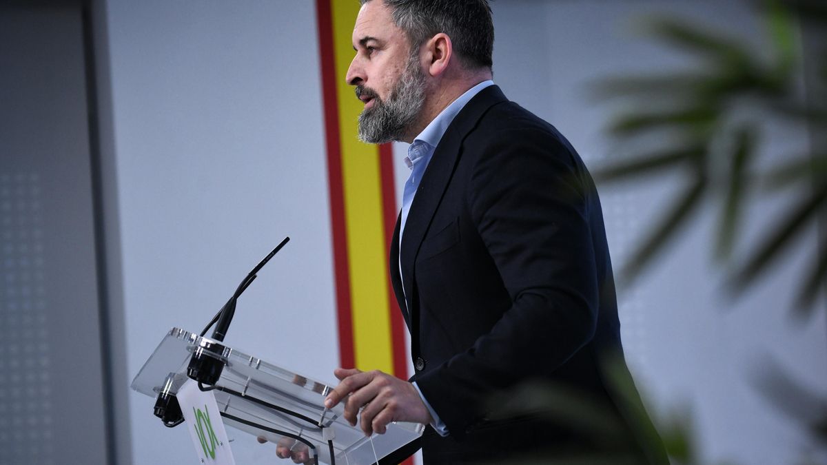 El líder de VOX, Santiago Abascal, durante una rueda de prensa posterior al Comité de Dirección del partido.