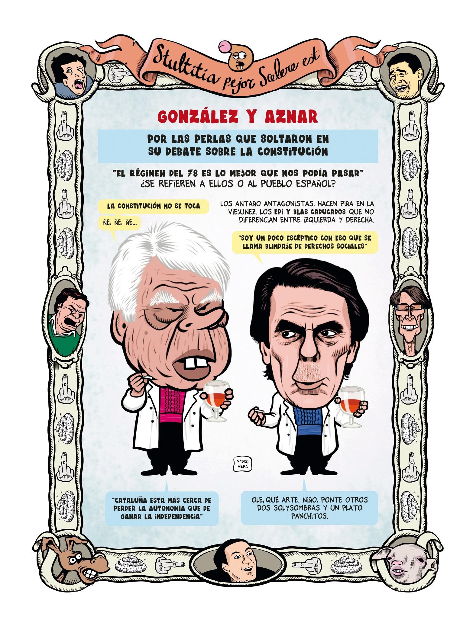 Caricaturas de González y Aznar, por Pedro Vera