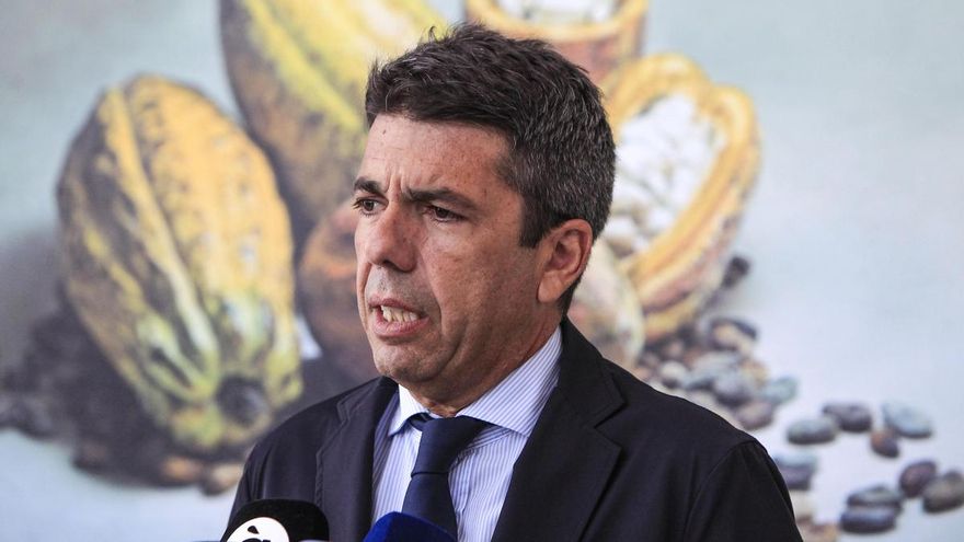 El president de la Generalitat, Carlos Mazón, atiende a los medios de comunicación tras su visita a diversas empresas del Parque Empresarial L’Espartal III.