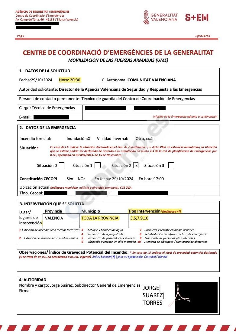 Documento de la Agencia de Seguridad y Emergencias