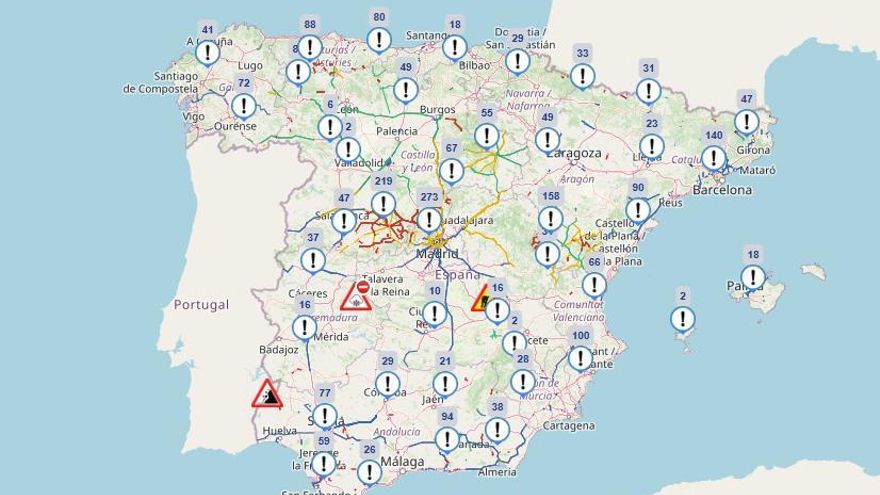 MAPA | Consulta qué carreteras se han visto afectadas en España por la borrasca Kristin