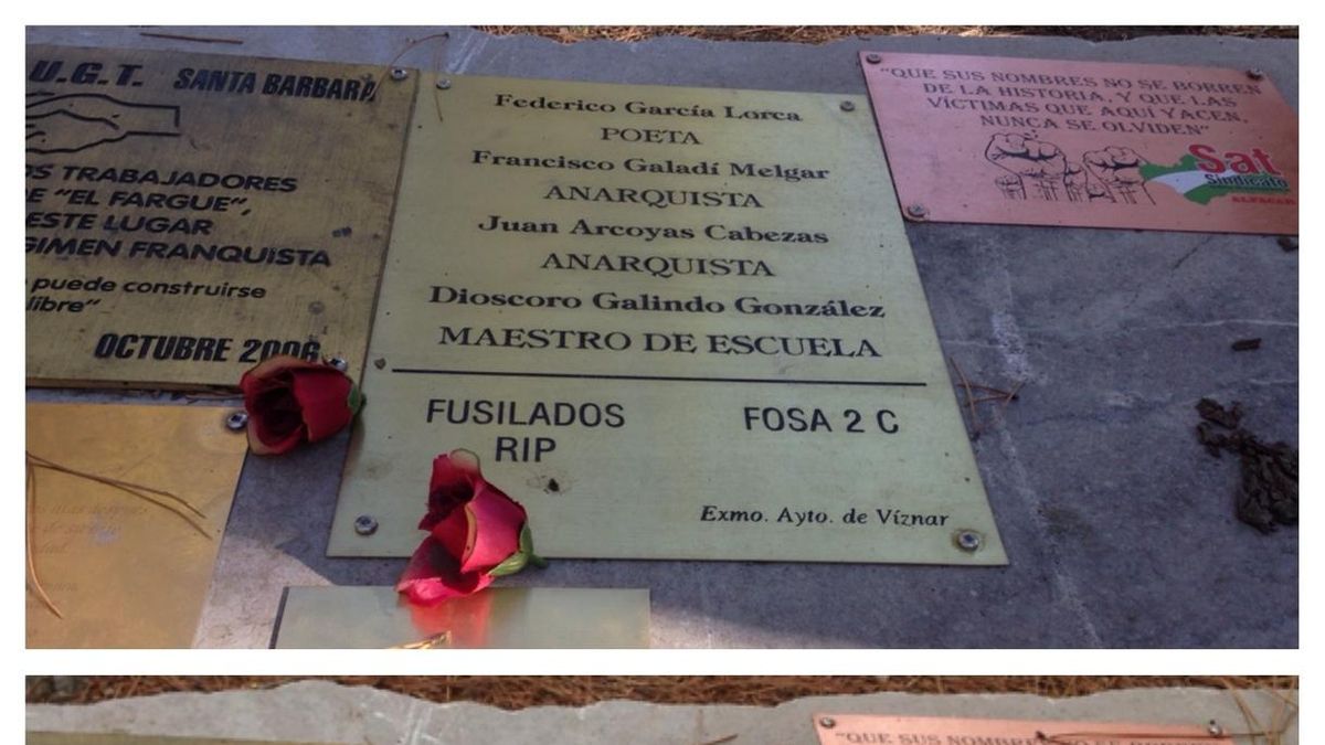 Retiran la placa con la que el Ayuntamiento de Víznar situaba la fosa de Lorca en el barranco