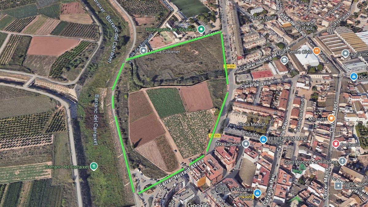Espacio donde está proyectado urbanizar en Vinalesa.